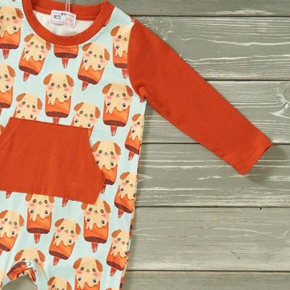 PETE + LUCY Ice Cream Dog Boy Romper NEW 9-12 months Baby Pupsicle - Picture 5 of 8